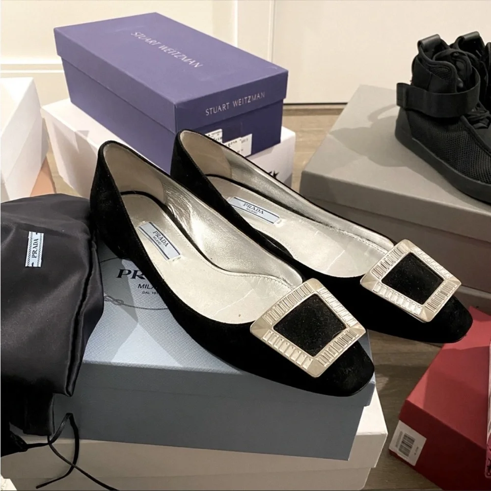 Prada Satin Flats With Rhinestone Buckle - Picture 12 of 12